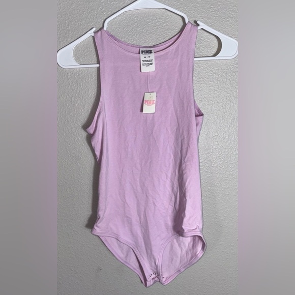 Victoria's Secret Pink High Neck Tank Top T-shirt Bodysuit Purple NWT XSMALL - Picture 1 of 5